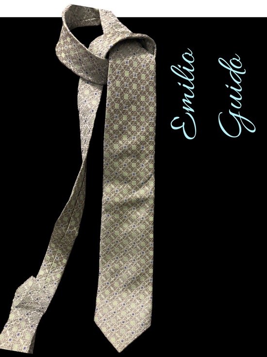 Retro Emilio Guido Handmade Patterned Silk Tie - Picture 4 of 12